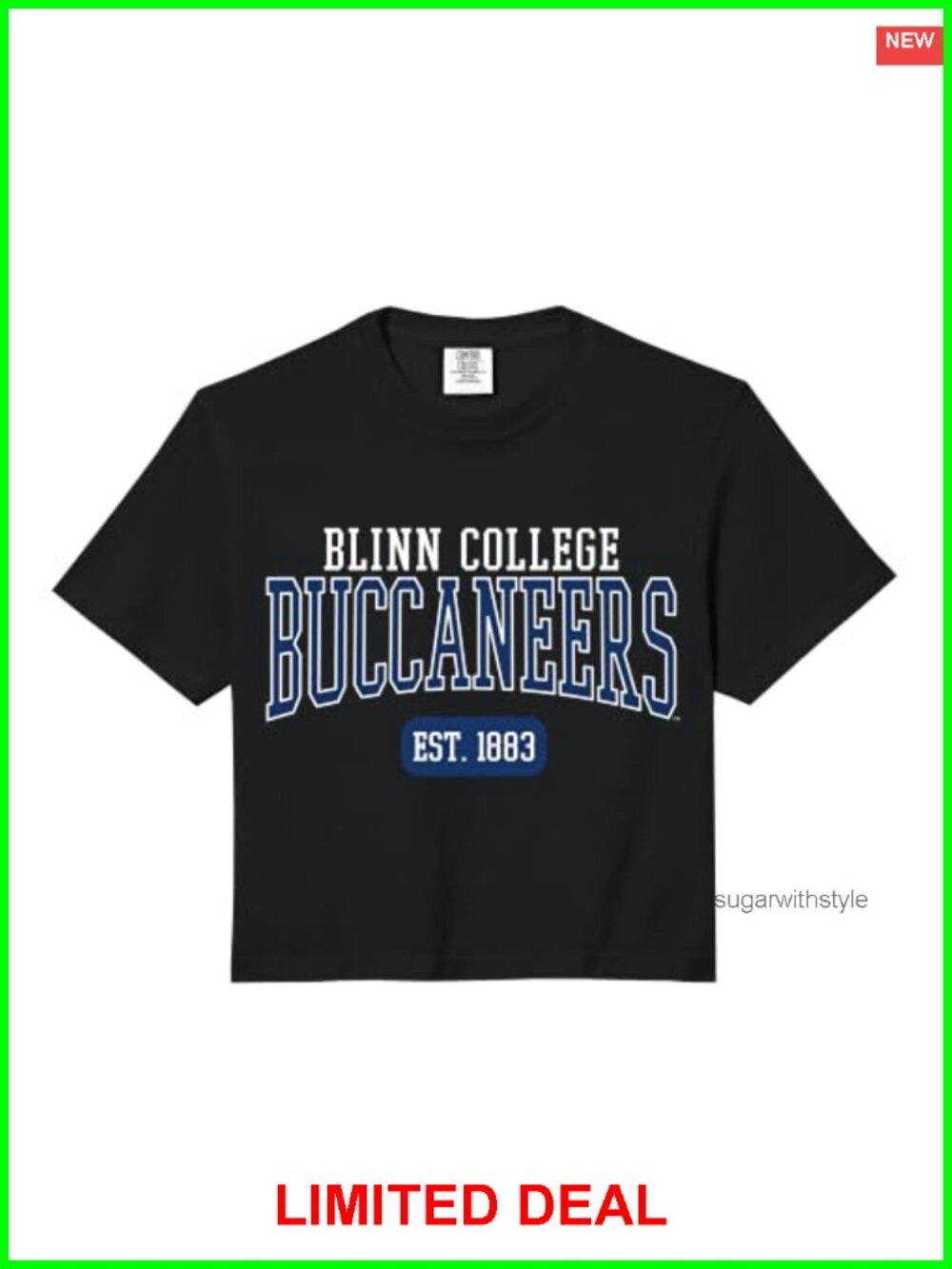 Blinn College Buccaneers Crop Top Boxy Fit Ring Spun Cotton Tee